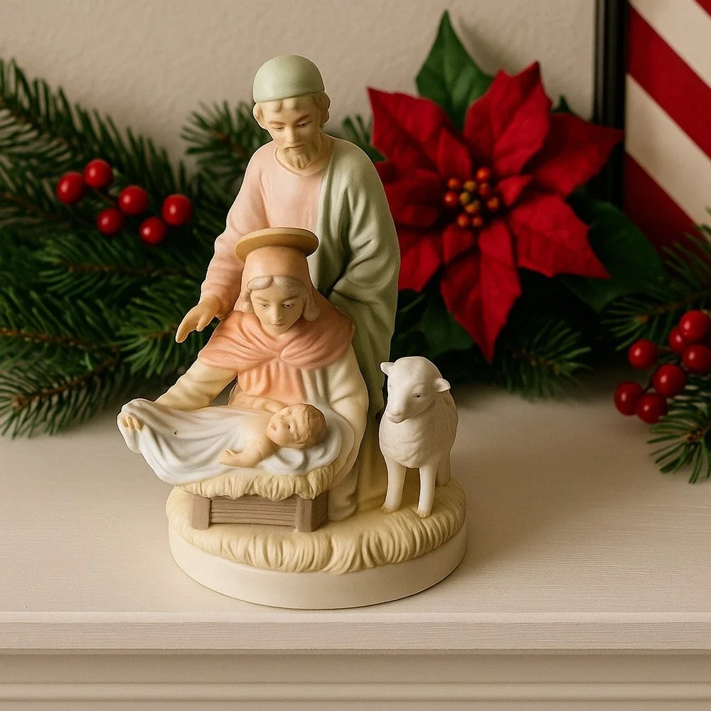 1983 Lefton Christopher Collection Musical Nativity‎ Away in a Manger Figurine
